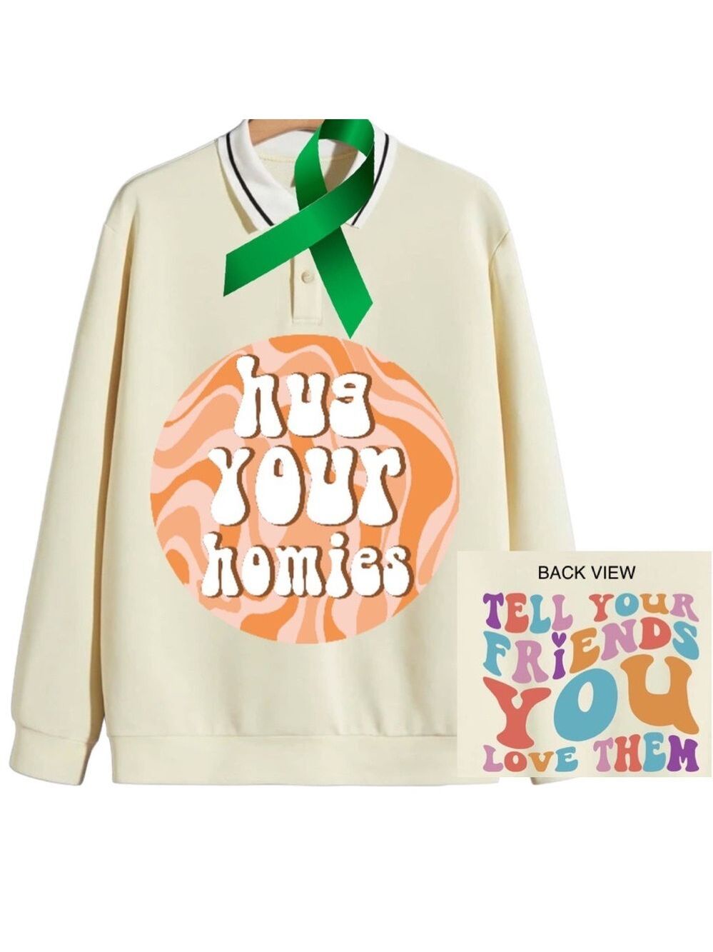Hug your homies mental health graphic pullover sweatshirt size XXL